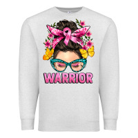 Oatmeal Heather cancer warrior messy bun Premium Sweatshirt - BarkalooDesign