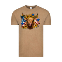 Vintage Coffee 4th of july shaggy cow leopard background Vintage Tee - Jasminsmagicworld
