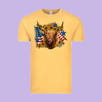 4th Of July Shaggy Cow Leopard Background Vintage Tee Designed By Jasminsmagicworld