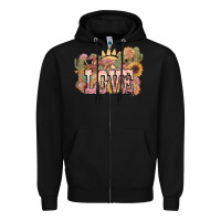 Black love horse western floral Zipper Hoodie - NancyCooperArtShop