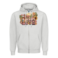 Dove Grey love horse western floral Zipper Hoodie - NancyCooperArtShop
