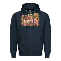 Navy love horse western floral Zipper Hoodie - NancyCooperArtShop