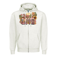 Oatmeal Heather love horse western floral Zipper Hoodie - NancyCooperArtShop