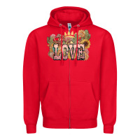 Red love horse western floral Zipper Hoodie - NancyCooperArtShop