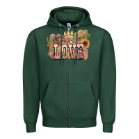 Sports Green love horse western floral Zipper Hoodie - NancyCooperArtShop