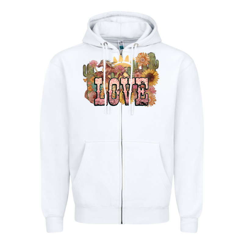 Love Horse Western Floral Zipper Hoodie by NancyCooperArtShop | Teevron