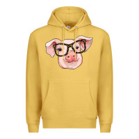 Antique Gold pig with glasses Premium Hoodie - RanaPortraitStore