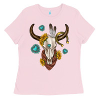 Bubblegum Pink western cow skull Ladies Tee - texasbilliewilder