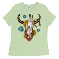 Matcha western cow skull Ladies Tee - texasbilliewilder