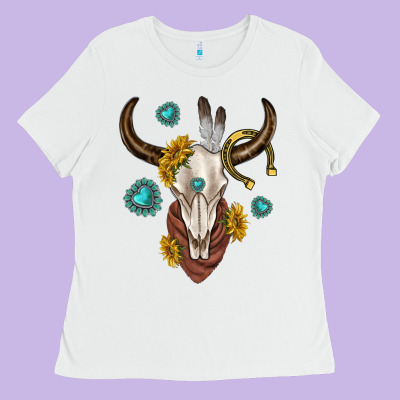 Ladies Tee western cow skull