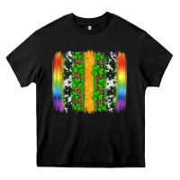 Black st patricks day rainbow brushstroke Heavy Core Tee - Artiststas