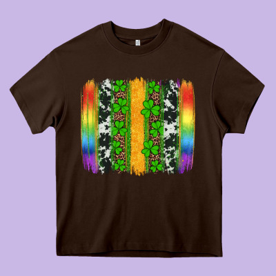 St Patricks Day Rainbow Brushstroke Heavy Core Tee Designed By Artiststas