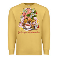 Antique Gold just a girl who loves tea gnome Premium Sweatshirt - BarkalooDesign
