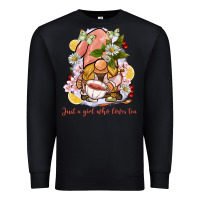 Black just a girl who loves tea gnome Premium Sweatshirt - BarkalooDesign