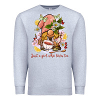 Heather Grey just a girl who loves tea gnome Premium Sweatshirt - BarkalooDesign
