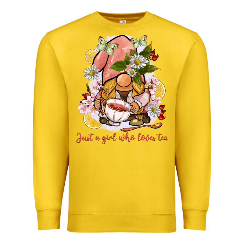 Just A Girl Who Loves Tea Gnome Premium Sweatshirt by BarkalooDesign | Teevron