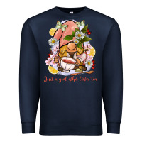 Navy just a girl who loves tea gnome Premium Sweatshirt - BarkalooDesign