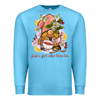 Ocean Blue just a girl who loves tea gnome Premium Sweatshirt - BarkalooDesign