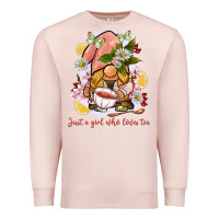 Pale Pink just a girl who loves tea gnome Premium Sweatshirt - BarkalooDesign