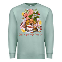 Seafoam just a girl who loves tea gnome Premium Sweatshirt - BarkalooDesign