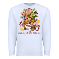 White just a girl who loves tea gnome Premium Sweatshirt - BarkalooDesign
