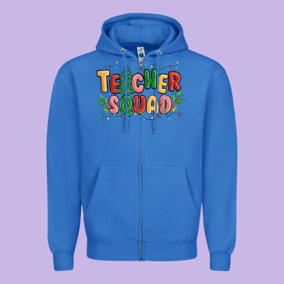 Teacher Squad Zipper Hoodie Designed By Maliassmallbusiness