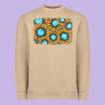 Sunflower Gemstone Background Heavyweight Sweatshirt Designed By Jahusdesignshop