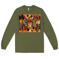 Army Green Firefighter Skull Long Sleeve Tee - LillyAllenDesigns
