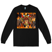 Black Firefighter Skull Long Sleeve Tee - LillyAllenDesigns