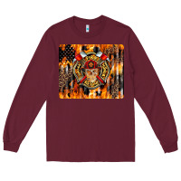 Burgundy Firefighter Skull Long Sleeve Tee - LillyAllenDesigns