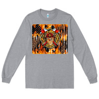 Heather Grey Firefighter Skull Long Sleeve Tee - LillyAllenDesigns