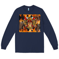Navy Firefighter Skull Long Sleeve Tee - LillyAllenDesigns