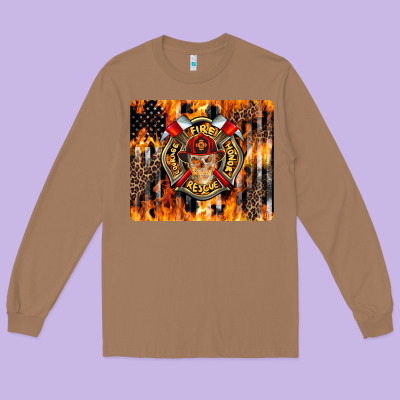 Firefighter Skull Long Sleeve Tee Designed By Lillyallendesigns