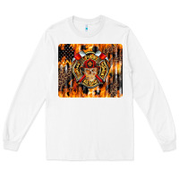 White Firefighter Skull Long Sleeve Tee - LillyAllenDesigns