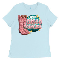 Baby Blue western disco cowgirl Ladies Tee - texasbilliewilder