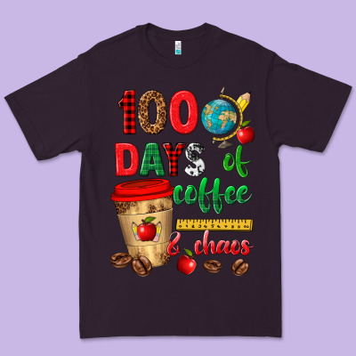 100 Days Of Coffee And Chaos Premium Tee Designed By Texasbilliewilder