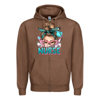 Chestnut nurse life messy bun Zipper Hoodie - NancyCooperArtShop