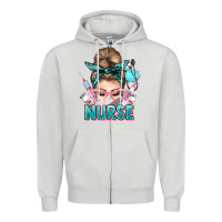 Dove Grey nurse life messy bun Zipper Hoodie - NancyCooperArtShop