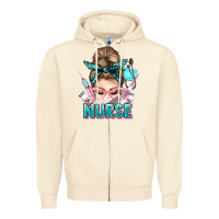 Sandshell nurse life messy bun Zipper Hoodie - NancyCooperArtShop