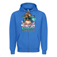 True Royal nurse life messy bun Zipper Hoodie - NancyCooperArtShop