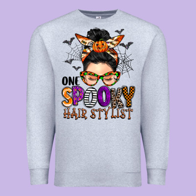 One Spooky Hair Stylist Premium Sweatshirt Designed By Barkaloodesign