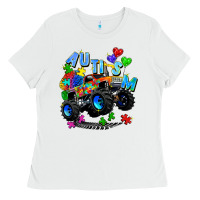 White monster truck autism Ladies Tee - Zillion Design Studio
