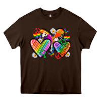 Chocolate Brown pride hearts Heavy Core Tee - texasbilliewilder