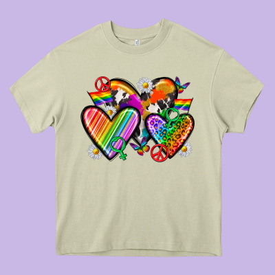 Pride Hearts Heavy Core Tee Designed By Texasbilliewilder