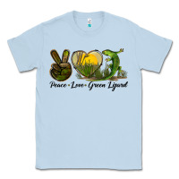 Dusty Blue peace love green lizard Classic Tee - LillyAllenDesigns