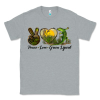Heather Grey peace love green lizard Classic Tee - LillyAllenDesigns