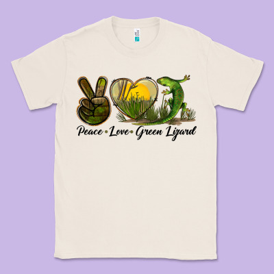 Peace Love Green Lizard Classic Tee Designed By Lillyallendesigns