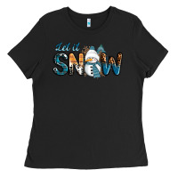 Black Let It Snow Snowman Ladies Tee - RanaPortraitStore