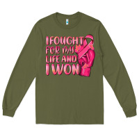Army Green i fought for my life and i won Long Sleeve Tee - NancyCooperArtShop
