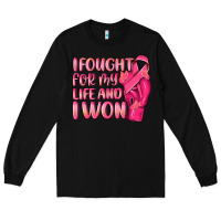 Black i fought for my life and i won Long Sleeve Tee - NancyCooperArtShop